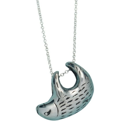 Angel Pewter Pendant - Women's Sloth Pendant Necklace - Pewter - Adjustable 16