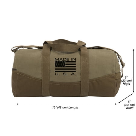 Made in the USA Two Tone Canvas 19” Duffel Bag with Brown