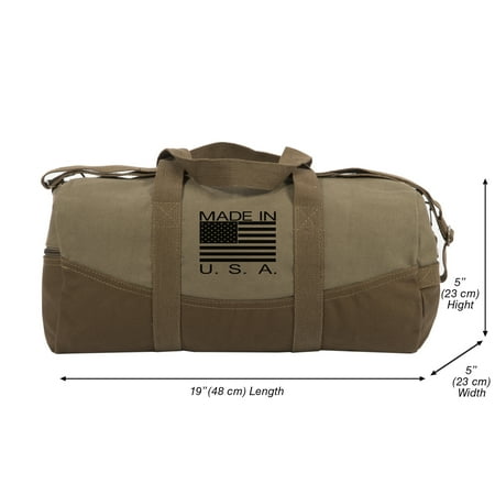 Made in the USA Two Tone Canvas 19” Duffel Bag with Brown