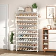 thumbnail image 2 of VTRIN 10 Tiers Shoe Rack Tall Large Capacity 50 Pairs Wide Shoe Organizer Sturdy Shoe Shelf for Entryway with Two Hooks Metal Shoe Storage for Closet, Bedroom, White, XJ-113, 2 of 16