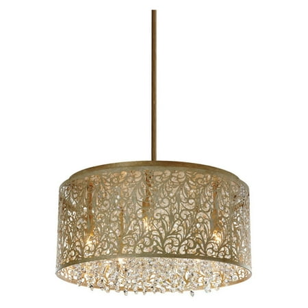 - Dainolite 8 Light Chandelier Crystal w/ Floral Pattern, Palladium Gold