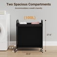 thumbnail image 3 of 2-Section 100L Rolling Laundry Sorter with Removable Liner Bag, Steel Frame with Handle, 3 of 7