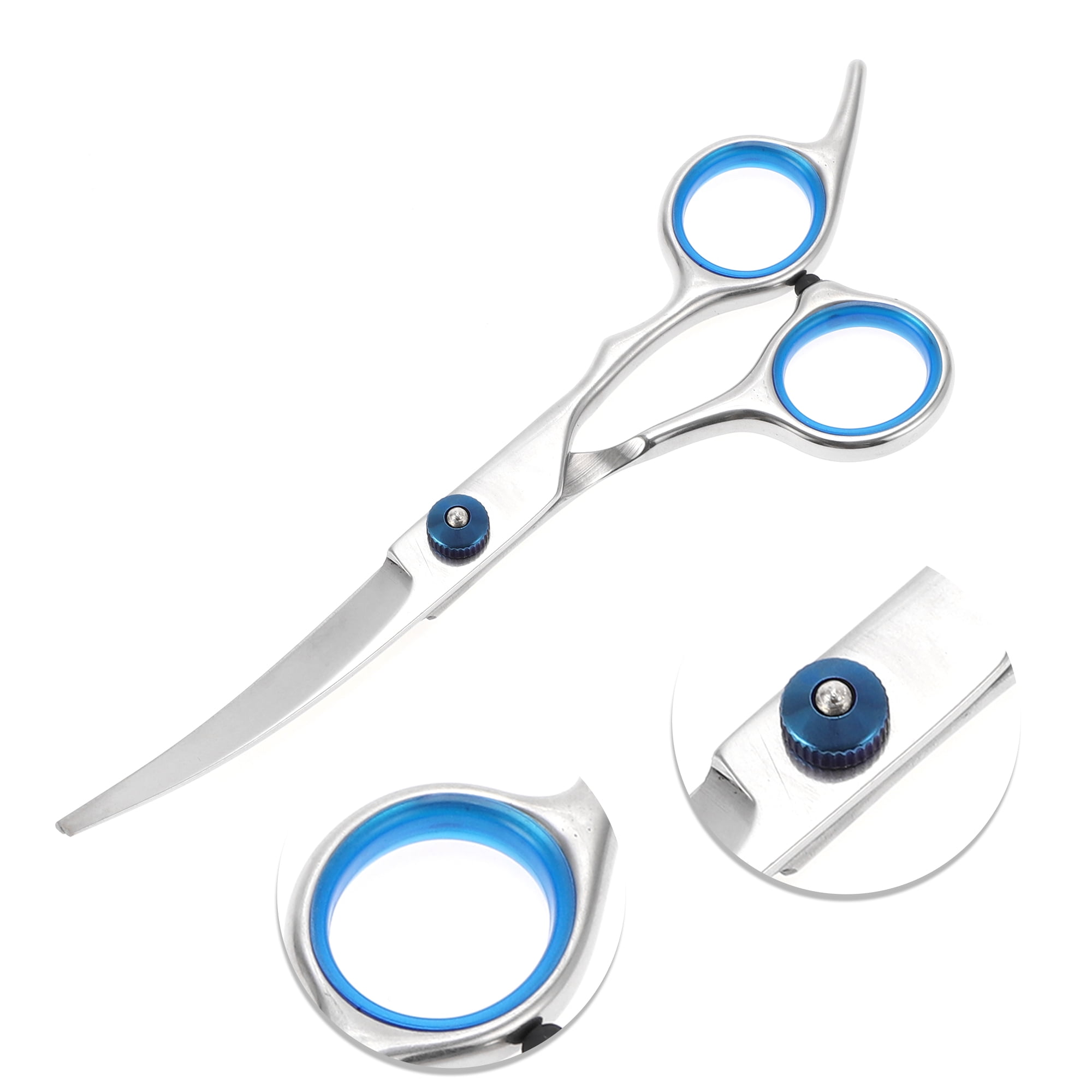 Unique Bargains 1 Pc Dog Grooming Scissors for Pets Shop 5.5 Inches Silver Tone Blue