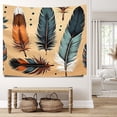 thumbnail image 6 of Tribal Boho Decorative Durable Wall Hanging Tapestry for House Bedroom Dorm Home College Deco 51x59 Inch Washable Decorative Big Tapestry Feathers Vibrant Leaves Tapestries, 6 of 7