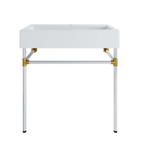 Sink Vanity Cabinet, Wall Mount, Silver White, Ceramic, Stainless, Modern Contemporary, Hotel Bedroom Bathroom Master Suite Guest