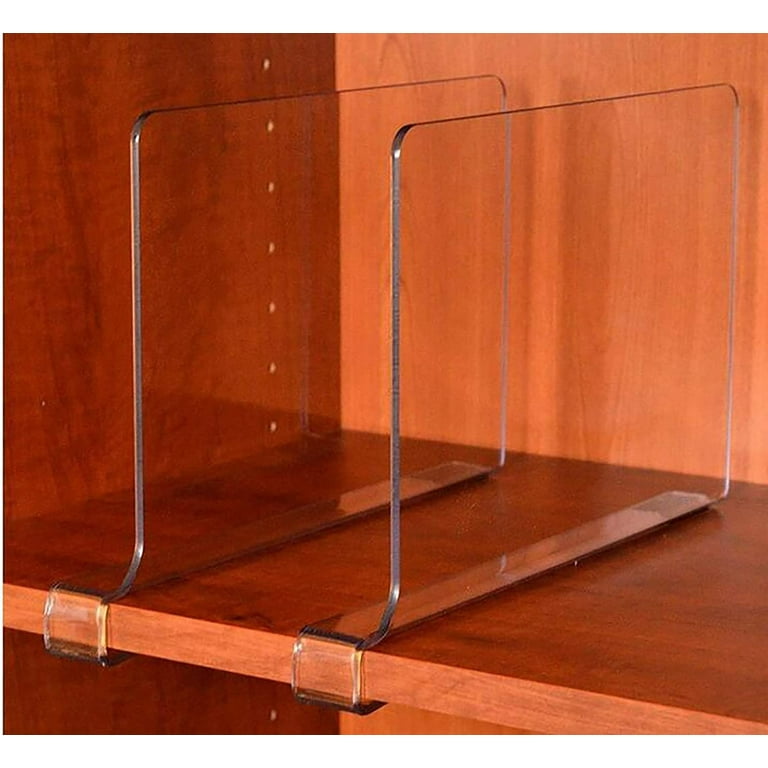 Nbw Clear Acrylic Shelf Dividers, Closet Vertical Organizer for Kitchen Cabinets, Bookshelves, Pack of 4