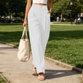 thumbnail image 7 of Lenpel Wide Leg Office Pants for Women Fashion High Waist Double Button Pleated Dress Trousers Casual Business Pants with Pockets, 7 of 7