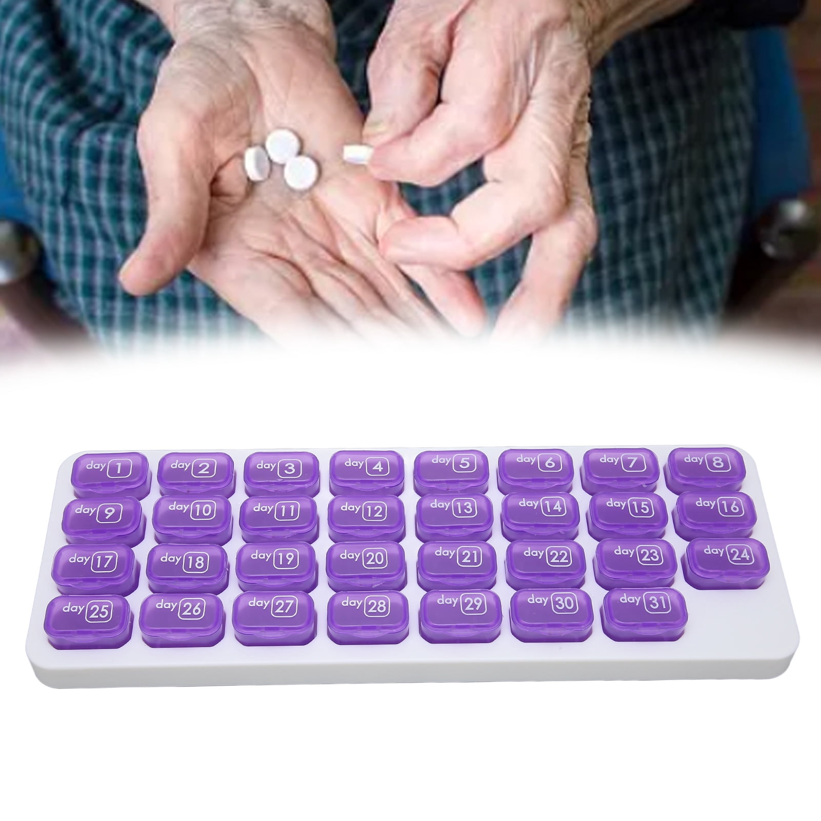 Monthly Pill Organizer, Comfortable Grip 31 Day Pill Case Small Compartments Hold Supplements Daily Pill Organizer Medicine Container  for Home for Travel