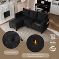 thumbnail image 4 of Walsunny 76.4" Convertible Sectional Sofa, L Shaped Sectional Sofa with Side Pocket, 3 Seat Sofa Couch with Storage Ottoman for Small Living Room, Apartment, Bedroom, Black, 4 of 11