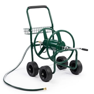 Ames NeverLeak Poly Hose Reel Cart, 250', Dark Brown & Tan