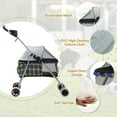 thumbnail image 3 of YRLLENSDAN Sun-Proof Pet Stroller for Small Dog 10 lbs Dog Stroller for Medium Dog 30 lbs Cat Stroller for 2 Cats Puppy Stroller with Bottle Holder and Sponge Pad,Plaid, 3 of 7