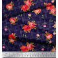 thumbnail image 3 of Soimoi Rayon Fabric Check,Leaves & Rose Flower Print Sewing Fabric Yard 56 Inch Wide, 3 of 3
