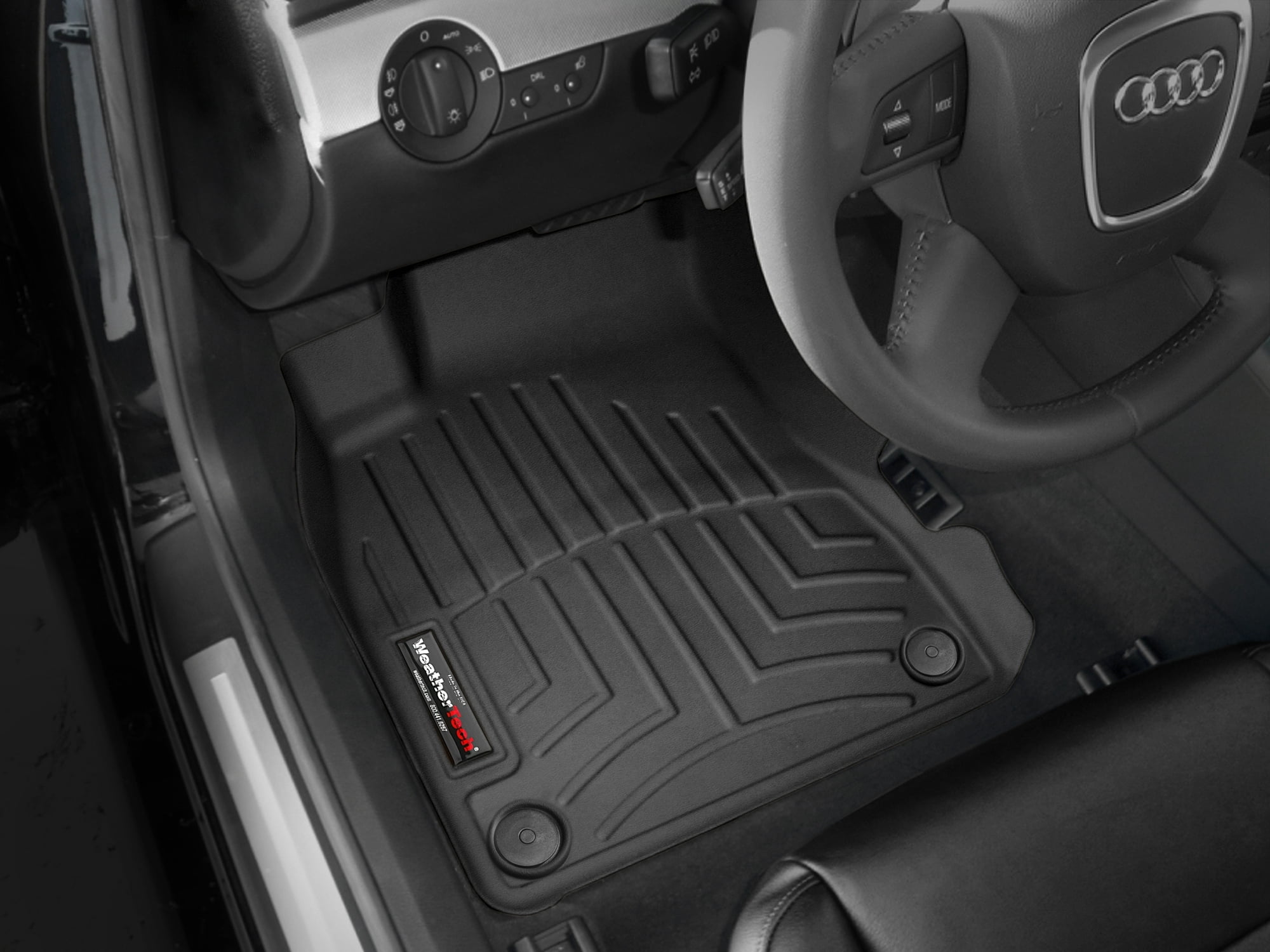 WeatherTech Custom Fit FloorLiners compatible with Audi S4, RS4, A4 - 1st Row (Driver & Passenger), Black