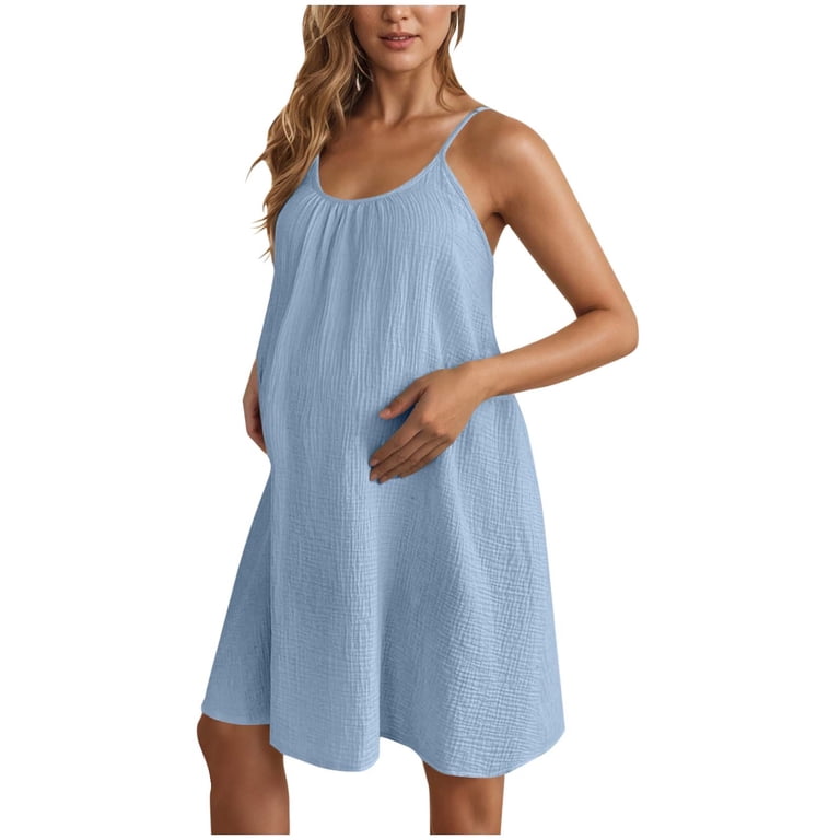 qolati Women's Sleeveless Maternity Dress Spaghetti Strap Flared A Line  Short Dress Summer Casual Swing Dress for Daily Wearing Baby Shower -  Walmart.com