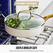 Blue Diamond White 12 Piece Nonstick Aluminum Pot and Pan Cookware Set, Gold