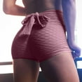 thumbnail image 2 of Women Workout Yoga Shorts Tie Back Bow Shorts Solid Tummy Control Gym Shorts Bubble Gym Shorts Butt Lift Leggings Pants, 2 of 5