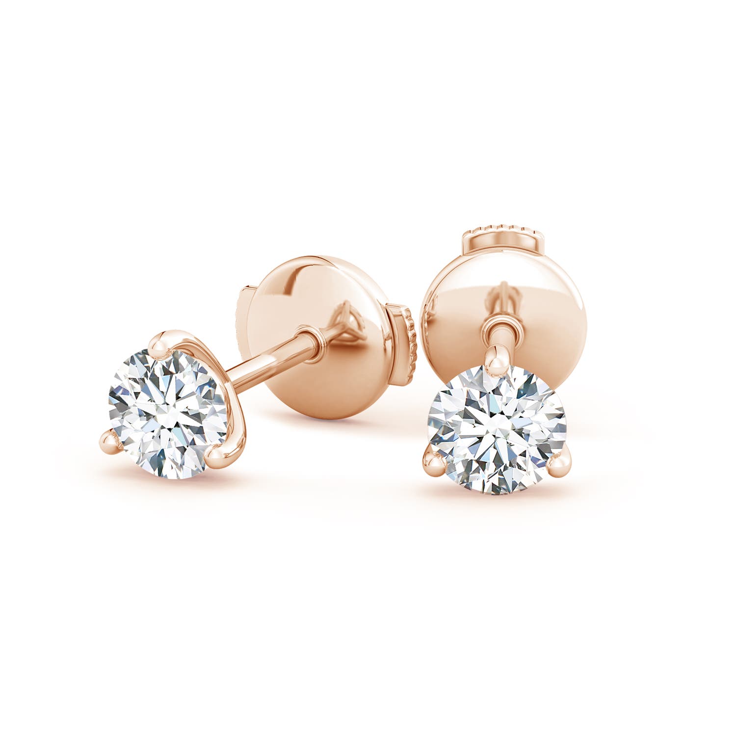 ANGARA IGI Certified Lab Grown 1 Ct Diamond Martini Earrings for Women in 14K Rose Gold (Size-5.1mm|Color-F-G|Clarity-VS) | April Birthstone, Anniversary, Jewelry Gift for Women | Diamond Earrings