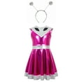thumbnail image 6 of HCNTES Kids Girls Halloween Alien Sparkly Metallic Dress With Hair Hoop Set Outer Space Dress Up(4-5 Years,S3-Purple), 6 of 6