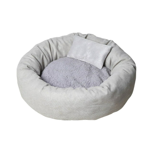 SLYNSHome Lits pour Petits Chiens - Lits Ronds pour Chats d'Intérieur, Lit Apaisant Lavable pour Chiot Chaton - Gris