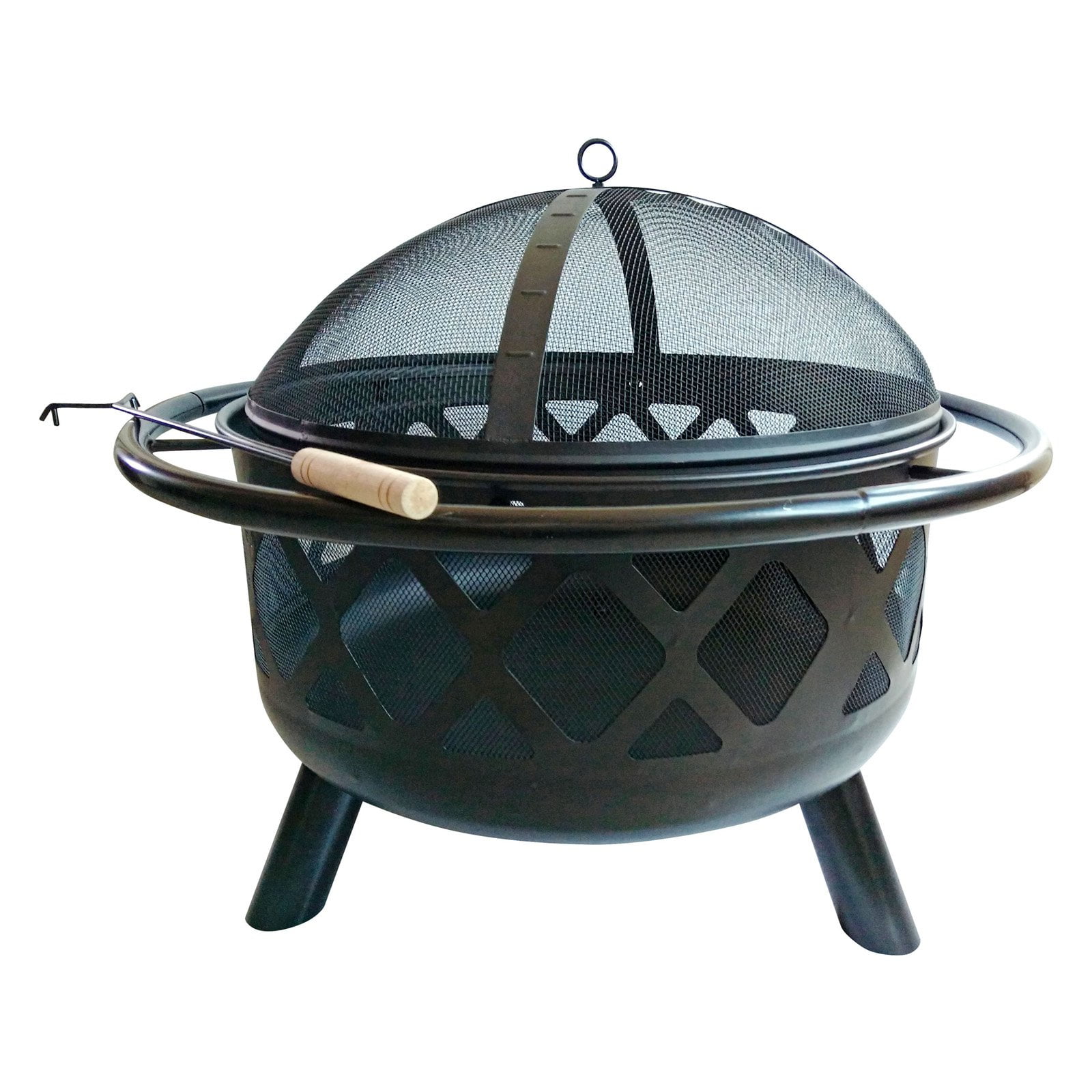 Peaktop Outdoor 30-Inch Round Steel Wood Burning Firepit by Overstock