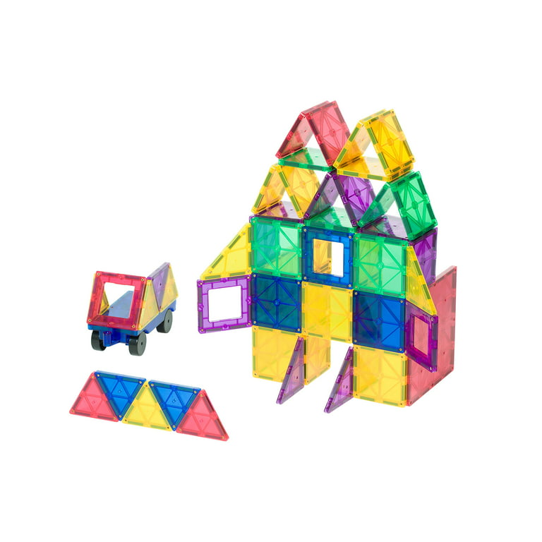 Playmags Magnetic Tiles Building Set 56 Pcs Set with Car - Super Durable  Magnet Blocks, STEM Development Kids Building Toys for Boys Girls & Toddlers