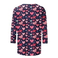 thumbnail image 5 of Penkiiy Women's Valentine Day Tees Casual Crewneck 3/4 Sleeve Loose T Shirt Ladies Heart Tops Blouses Shirts XL Multicolor, 5 of 5