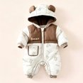 thumbnail image 2 of OJSFQUFP Baby Winter Hooded Snowsuit Cute Bear Ear Padded Jumpsuit Color Block Cartoon Print Warm for Boys Girls, 2 of 8