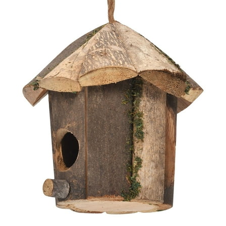 Outside Wooden Birdhouse Decorations Natural Distressed Handcrafted Ornaments Mini Hanging Bird House for home and garden Yard Window