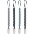 thumbnail image 1 of Elegantes clips de silicona para chupete, paquete de 4 para bebés y niñas, diseño de cuerda tejida, soportes flexibles y libres de óxido para alivio de la dentición y artículos ciales del bebé,, 1 of 5