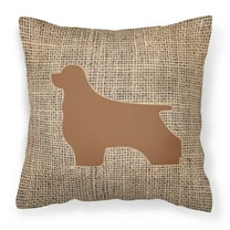 Dog Silhouette Burlap Fabric Decorative Pillow