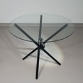 thumbnail image 2 of Heavenly Collection Round Glass Dining Table – Clear Glass Top with Black Metal Base for Kitchen or Dining Room, 2 of 11