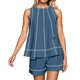 thumbnail image 1 of Conjunto de pantalones cortos para mujer, ropa informal para el día a día: camiseta sin mangas con bolsillo y pantalones cortos cómodos, conjunto transpirable para primavera-verano., 1 of 6