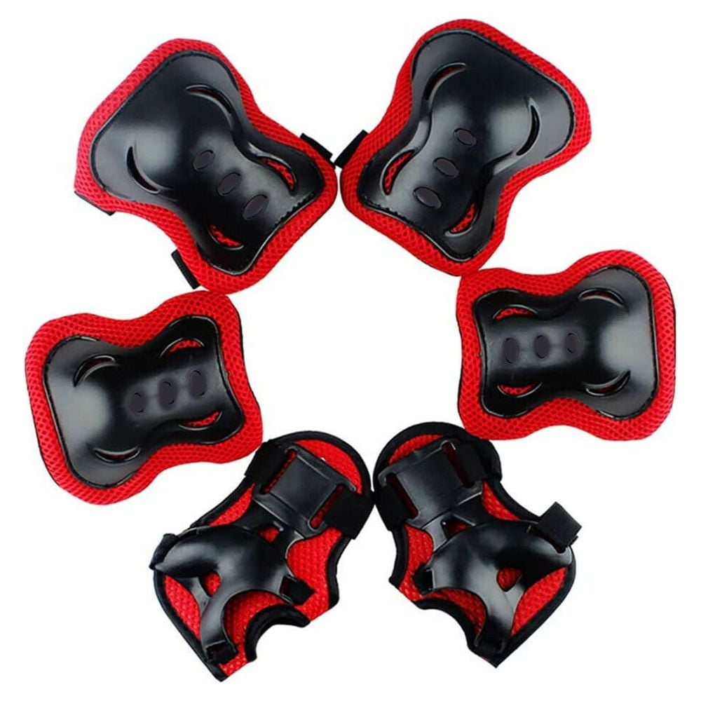 JEEXI 7 Pack Knee & Elbow Pads for Kids Youth Children Guards Protective Gear Pad Set for Roller Skates Cycling BMX Bike Skateboard Inline Skating's Scooter Riding Sports (Red)