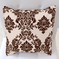 thumbnail image 2 of Flocked Damask Decorative Throw Pillow/Sham Cushion Cover Brown on Beige, 2 of 2