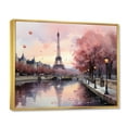 thumbnail image 2 of Designart "Twilight Rendezvous in Paris Pink Romance II" City Paris Floater Framed Wall Art Print, 2 of 7