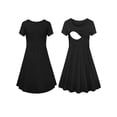 thumbnail image 3 of Franhais Women Nursing Dress, Sleeveless/Short Sleeve Crew Neck Striped/Solid Patchwork Breastfeeding A-line Dress, 3 of 4