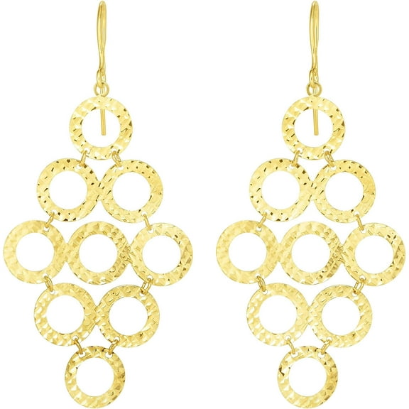 Floreo 14k Yellow Gold 48mm Diamond Cut Circles Chandelier Earrings