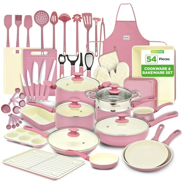 Juego de utensilios de cocina NutriChef de cerámica antiadherente de 54 piezas