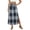 Dark Blue, variant on Plaid Maxi Skirt, Elastic High Waist Checkered Long Skirt with Pockets, Casual A-Line Side Slit Bottoms, Tartan Print