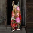 thumbnail image 5 of Spring Summer Plus Size Boho Overalls for Women 2026 Hippie Cloth Floral Print Jumpsuits Spaghetti Strap Rompers Pink XL, 5 of 5