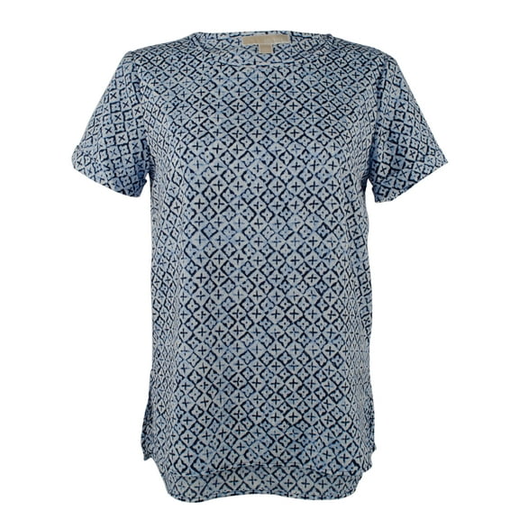 Women's Floral Tile Printed Pebble Crepe Top-TN-XS