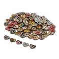 thumbnail image 2 of Of 100 Wooden Buttons Printed Decorations In Heart Shape And Flat DIY Embellishment 15mm, 2 of 8