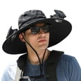 thumbnail image 2 of Sombrero Enfriamiento Borde para Hombres Con 2 Ventiladores Solares Jardín Playa, 2 of 9