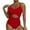 Red, variant on WREESH Womens One Piece Swimsuits Tummy Control Bathing Suit for Women Push Up Swimwear V Neck High Cut Monokini Black