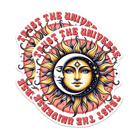(2 Pack) Trust The Universe Magnets - Positive Inspiring Spiritual Hippie Magnet - 5" On Longest Side - Premium Magnet - for Cars, Refrigerators, Toolboxes, Lockers- Made in USA - MAG0788