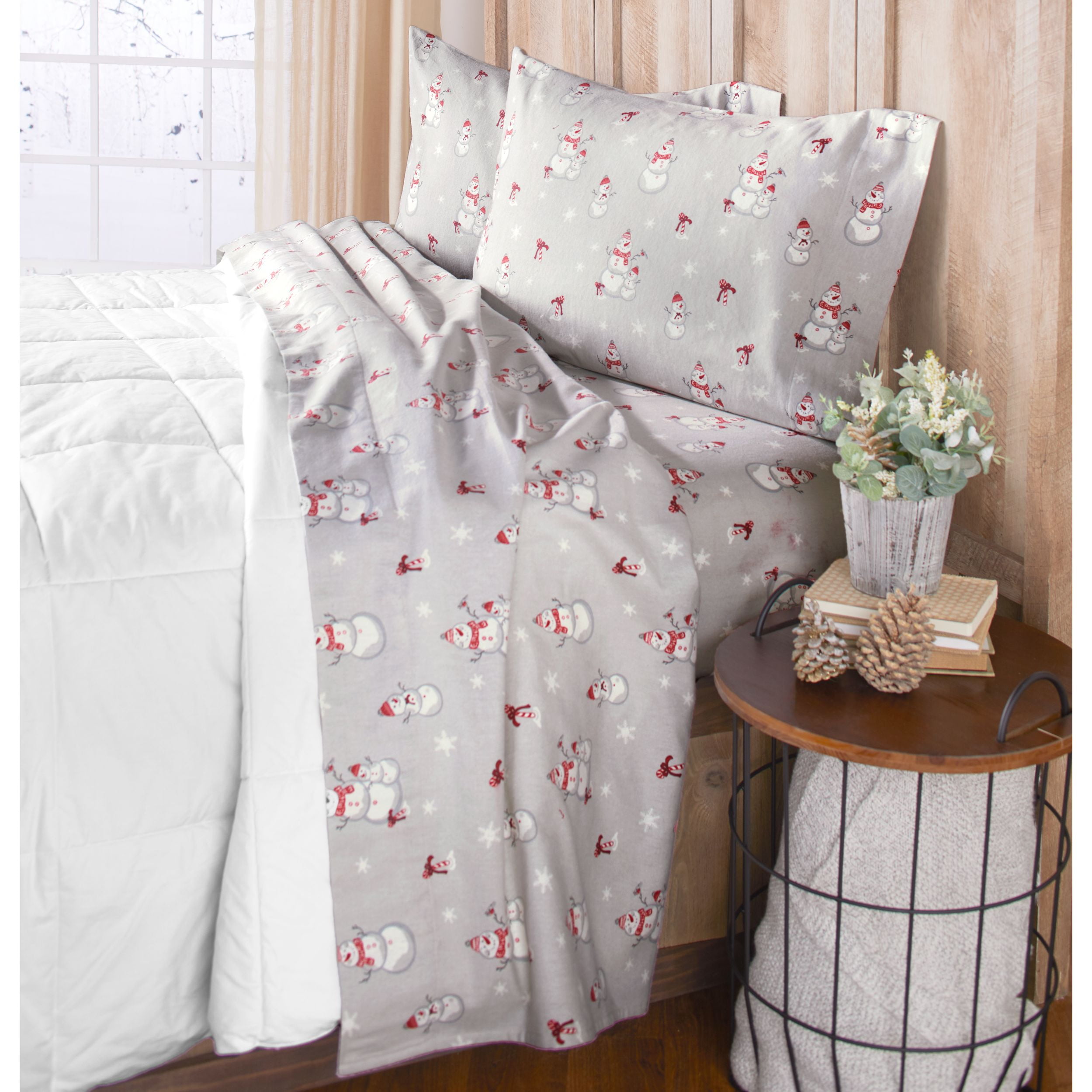 Flannel Snowman Sheets Set - Christmas 