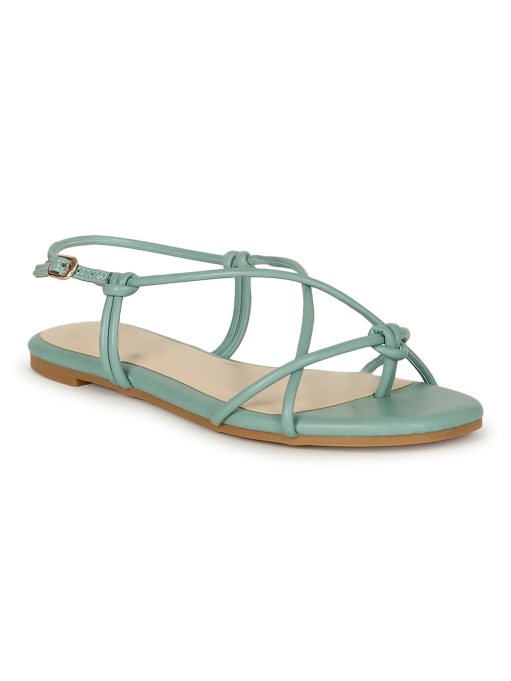 Bamboo Square Toe Knotted Strappy Slingback Flat Sandal 20243 - Walmart.com