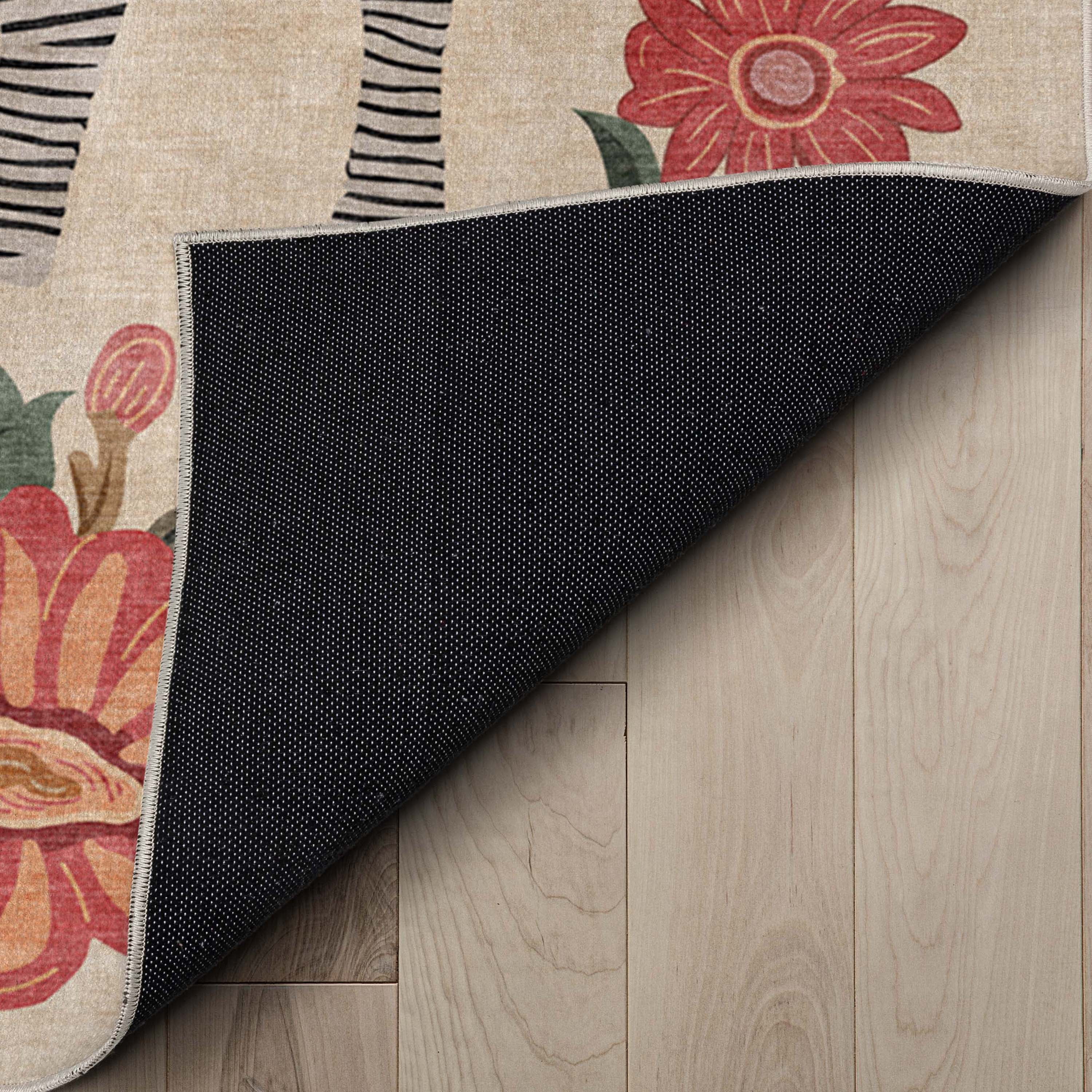 Well Woven Zebra Floral 5'3" x 7'3" Rug – Vibrant Multicolor, Stain-Resistant & Easy to Clean