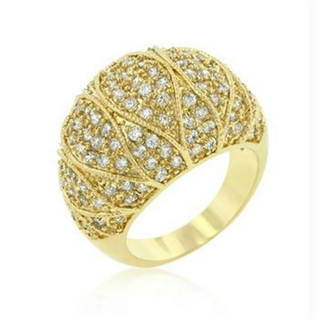 Clear Crystal Cocktail Ring - Goldeneye Clear CZ Cocktail Ring, Size : 09