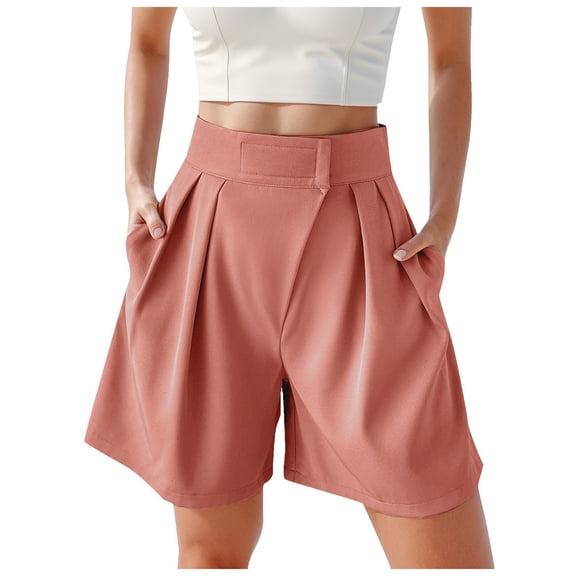 MEZZALL Women's Wide Leg High Waisted Shorts Summer Casual A-Line Shorts With Pockets Relaxed Fit Solid Color Daily Bottoms